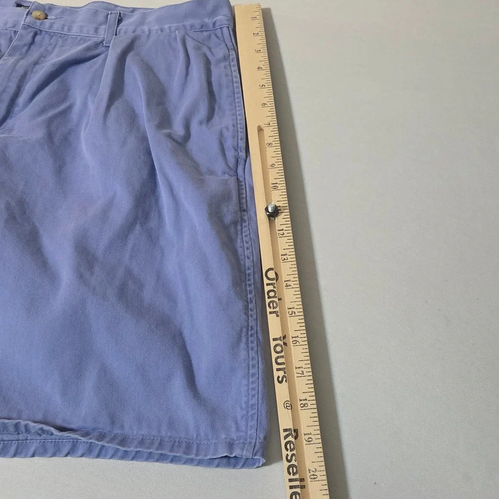 Polo Ralph Lauren Chino Shorts Men 36 Blue Pleated Cotton Twill Made in USA